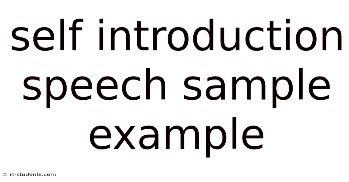 Self Introduction Speech Sample Example