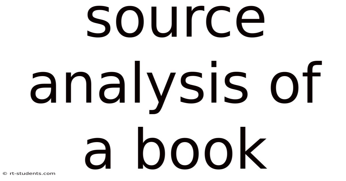Source Analysis Of A Book