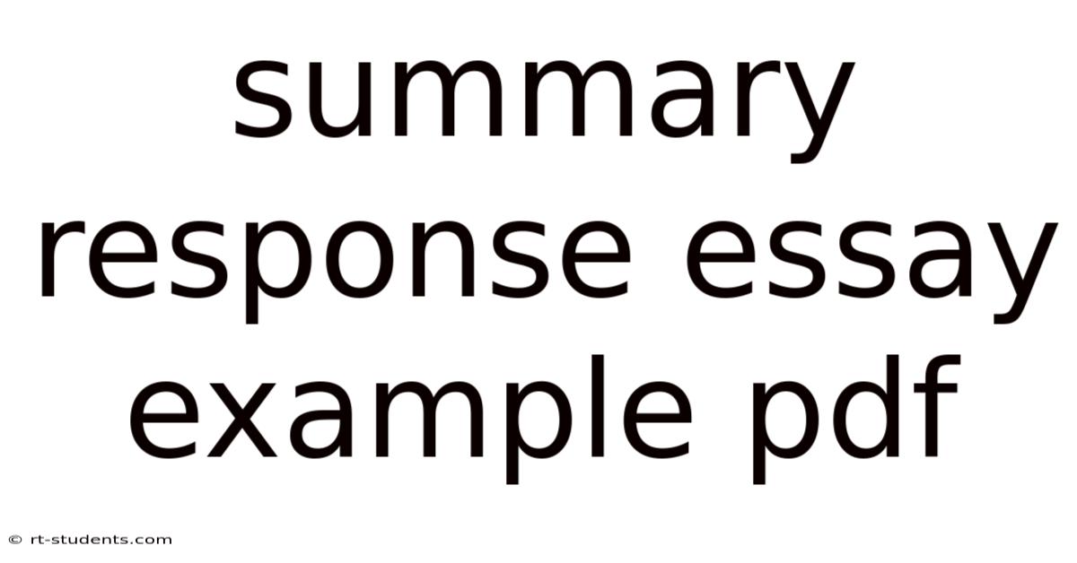 Summary Response Essay Example Pdf