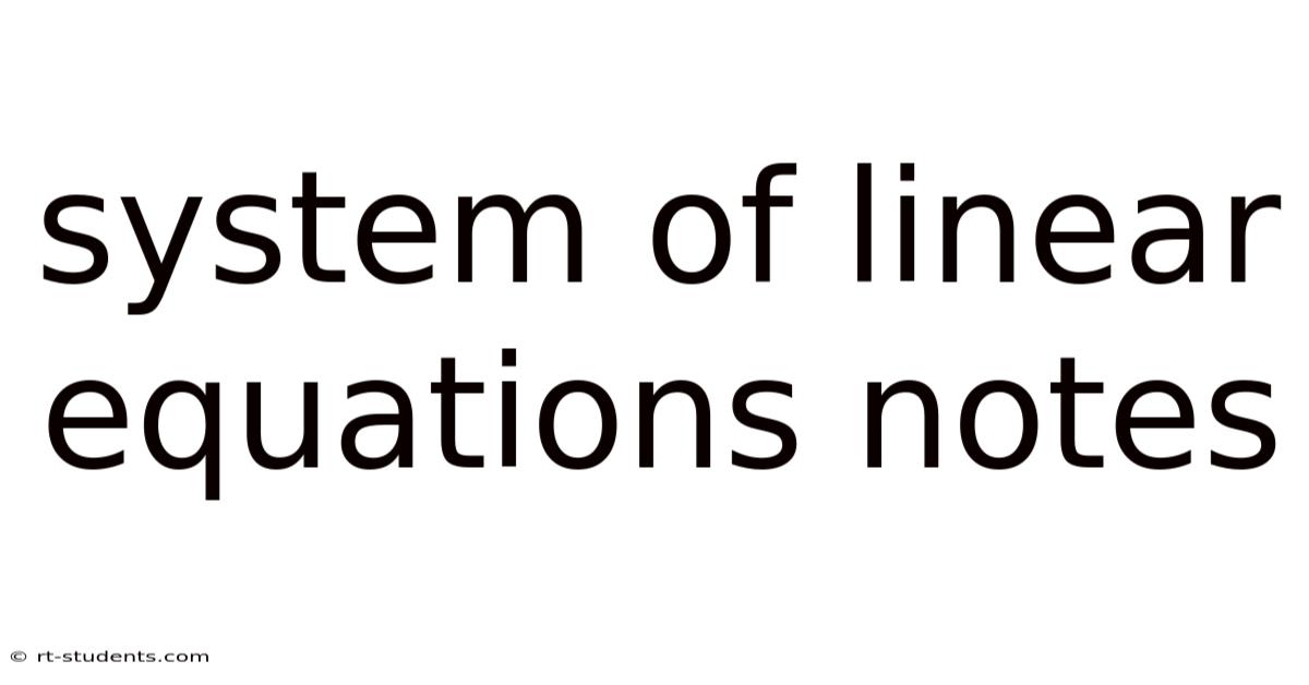 System Of Linear Equations Notes