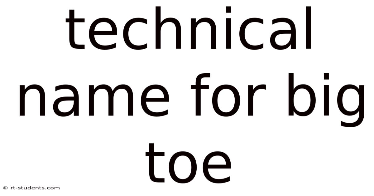 Technical Name For Big Toe
