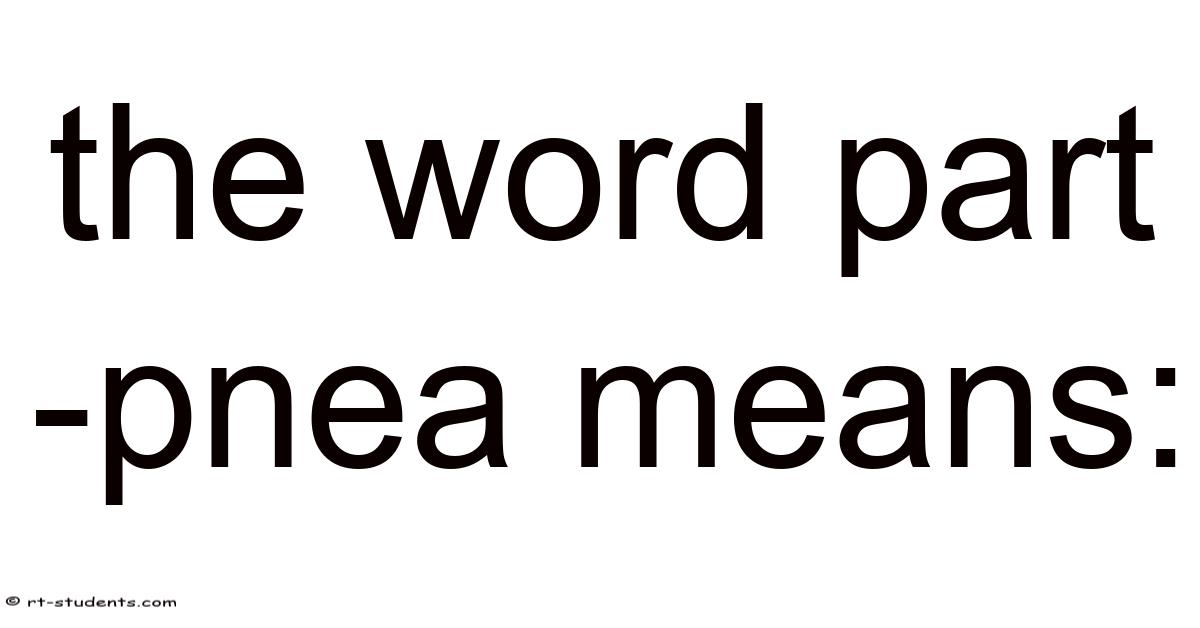 The Word Part -pnea Means: