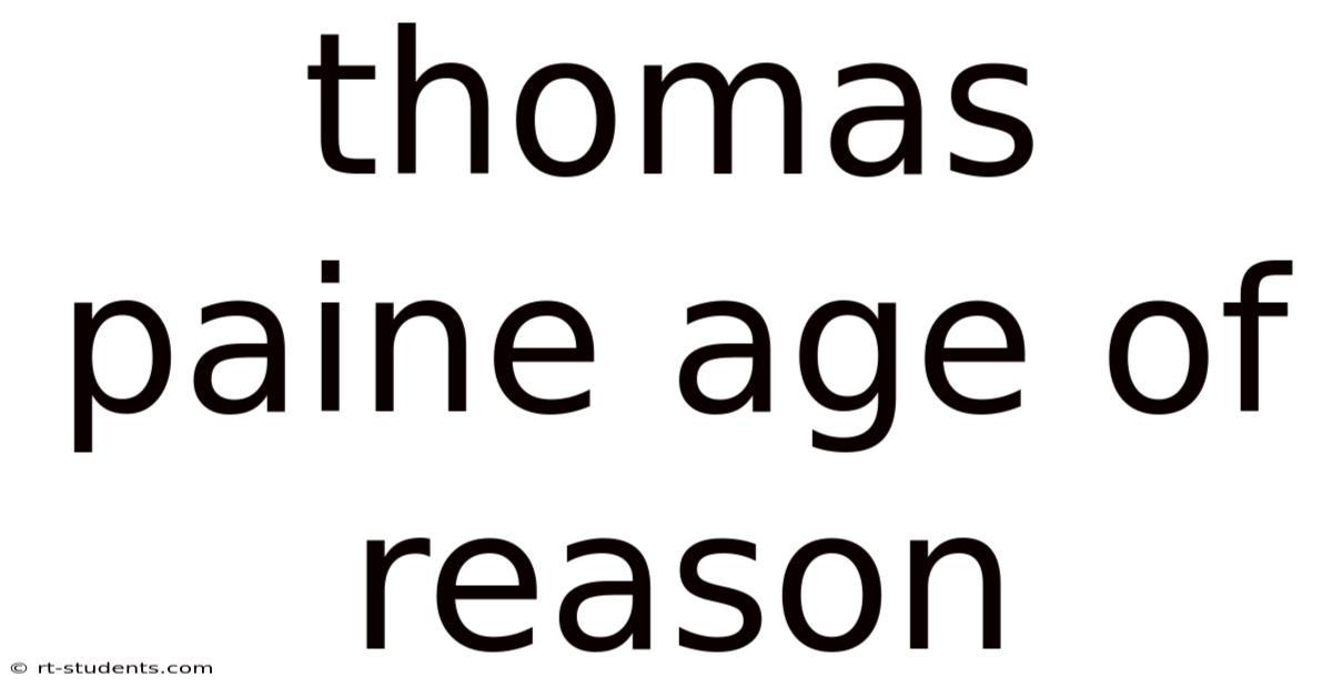 Thomas Paine Age Of Reason