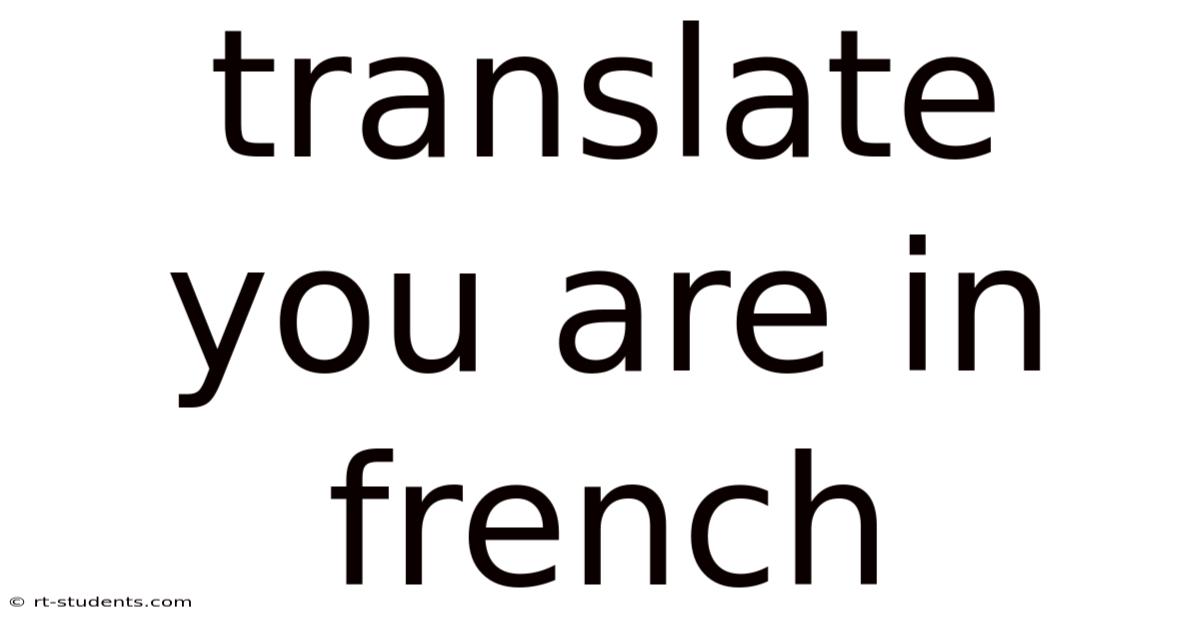 Translate You Are In French