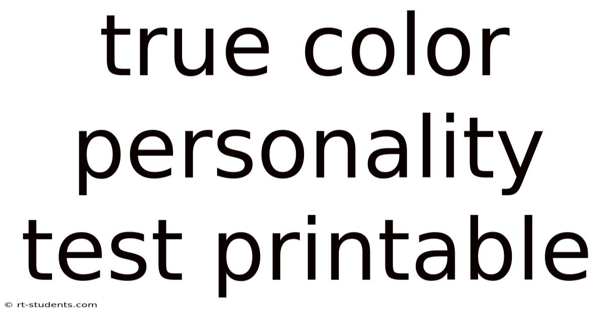 True Color Personality Test Printable