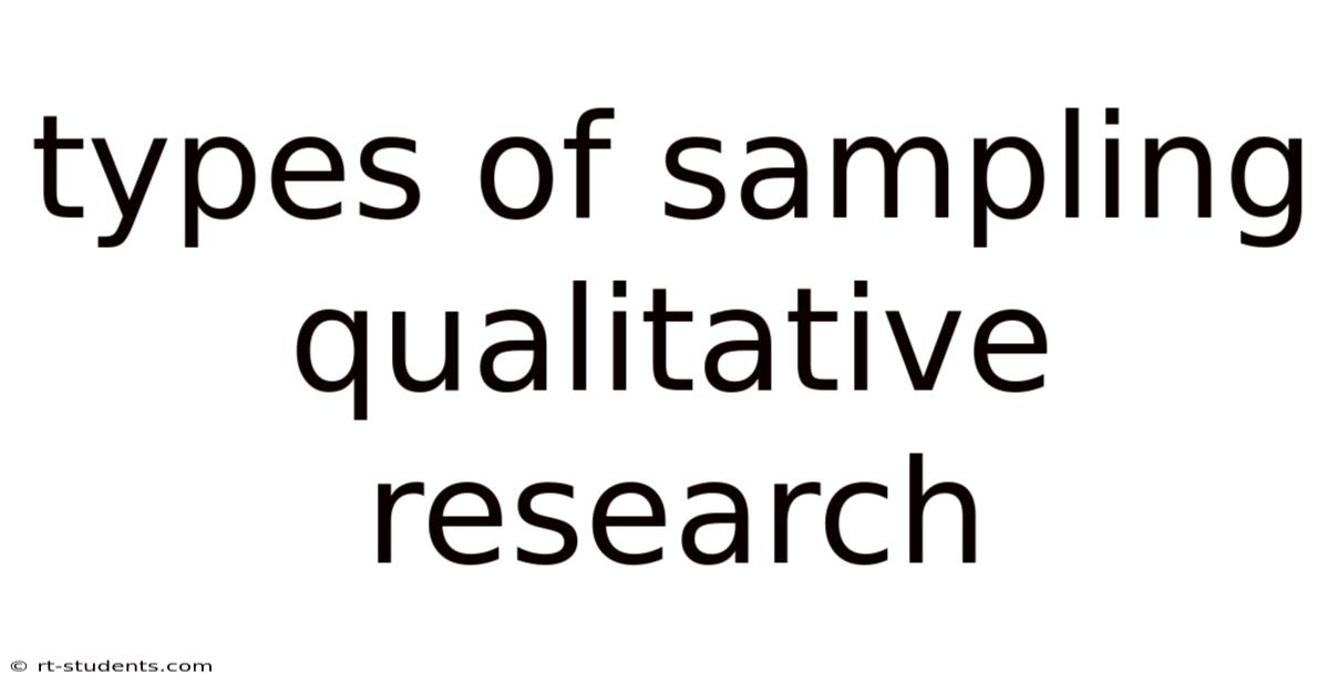 Types Of Sampling Qualitative Research