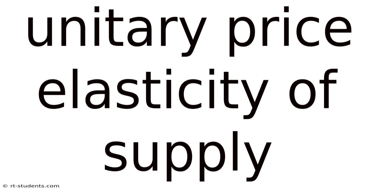 Unitary Price Elasticity Of Supply