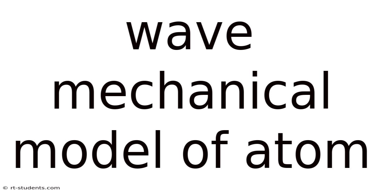 Wave Mechanical Model Of Atom