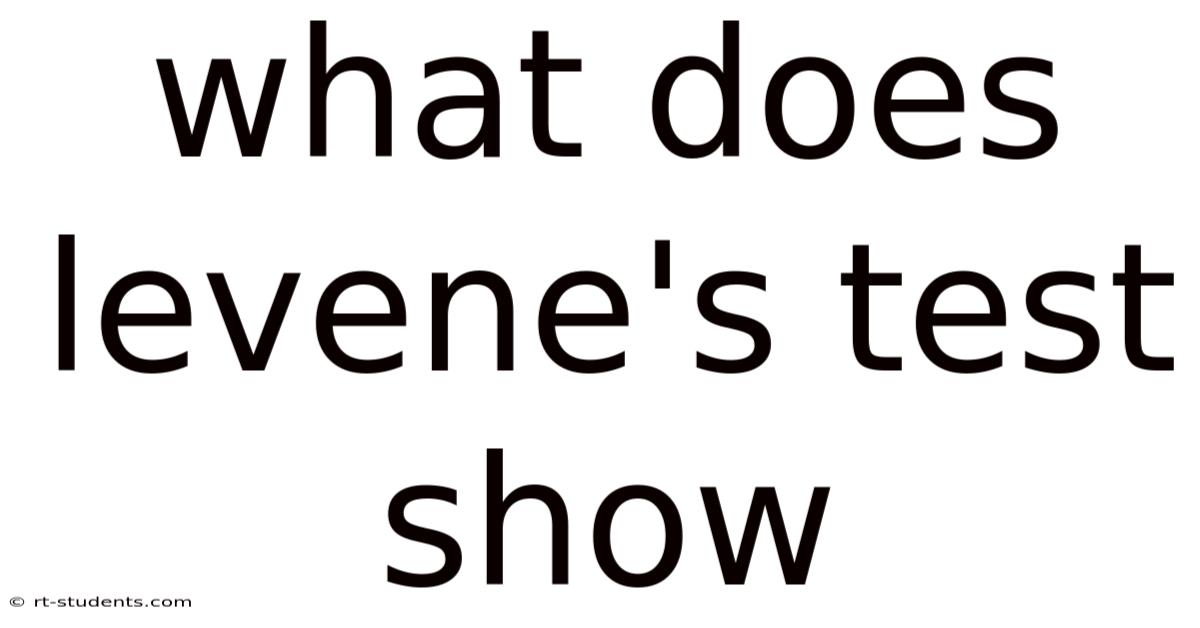 What Does Levene's Test Show