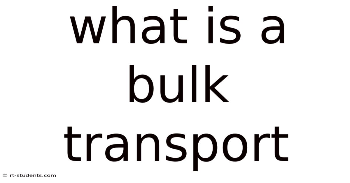 What Is A Bulk Transport