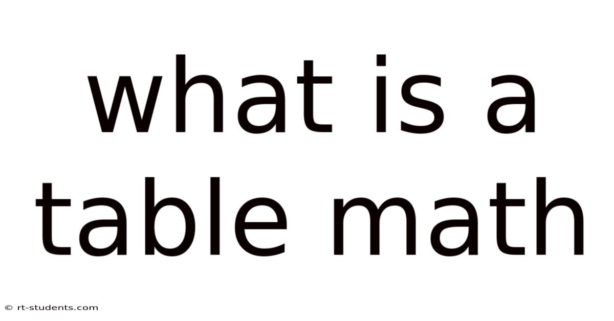 What Is A Table Math