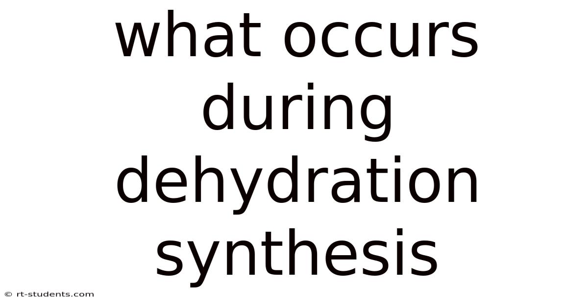 What Occurs During Dehydration Synthesis