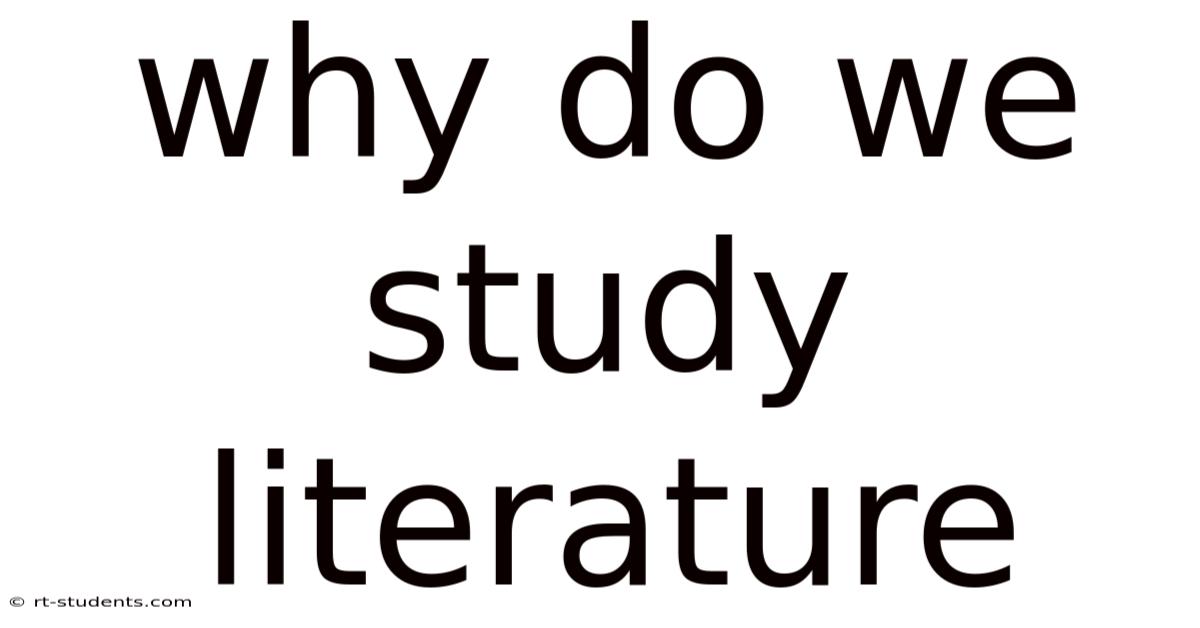 Why Do We Study Literature