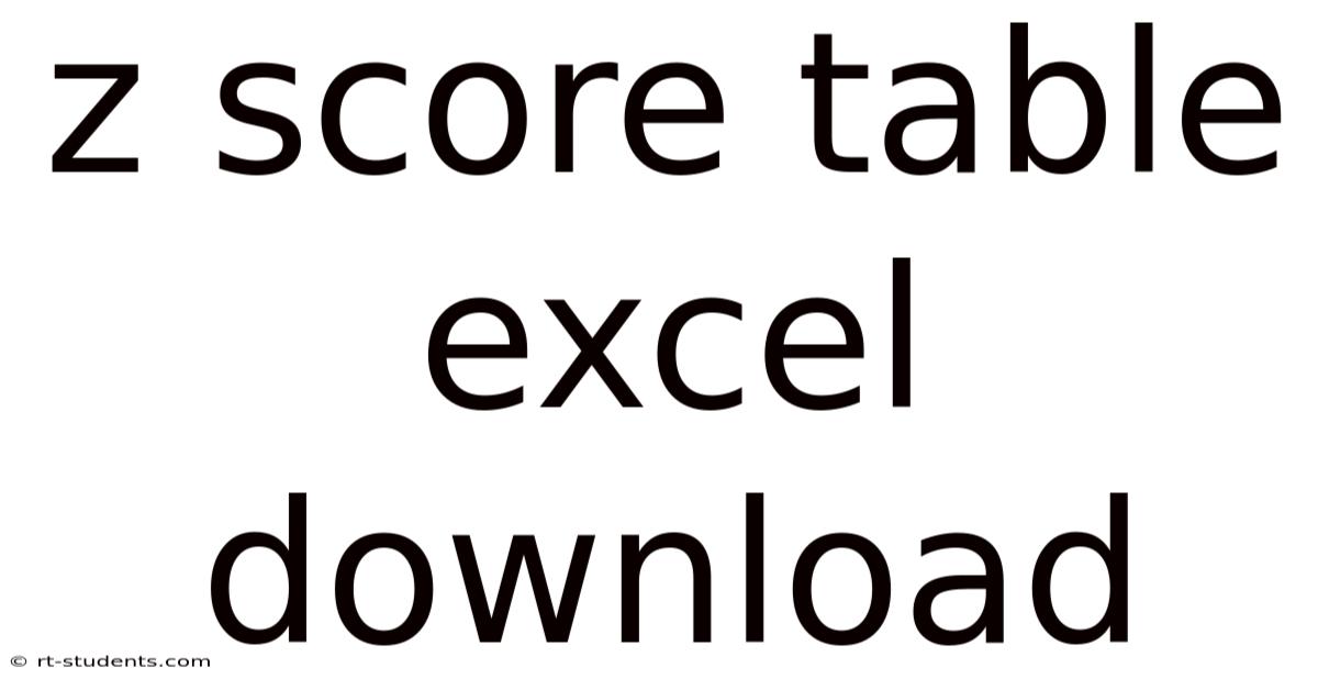 Z Score Table Excel Download